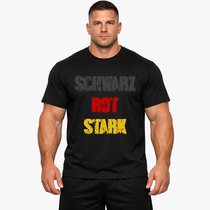 Schwarz Rot Stark T-Shirt