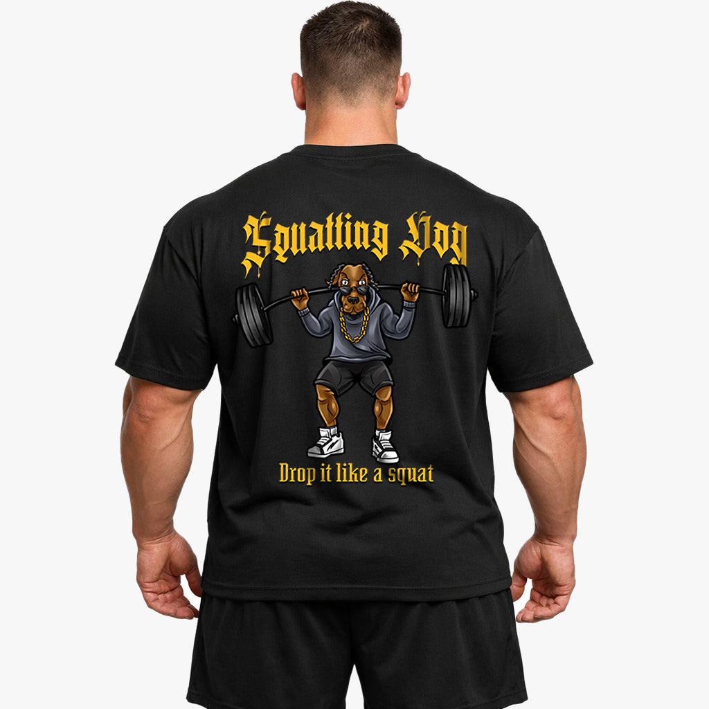 Squatting dog (Backprint) Oversized Shirt